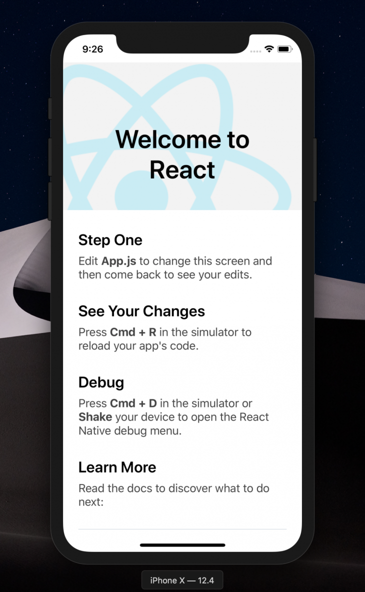 React Native Default Screen