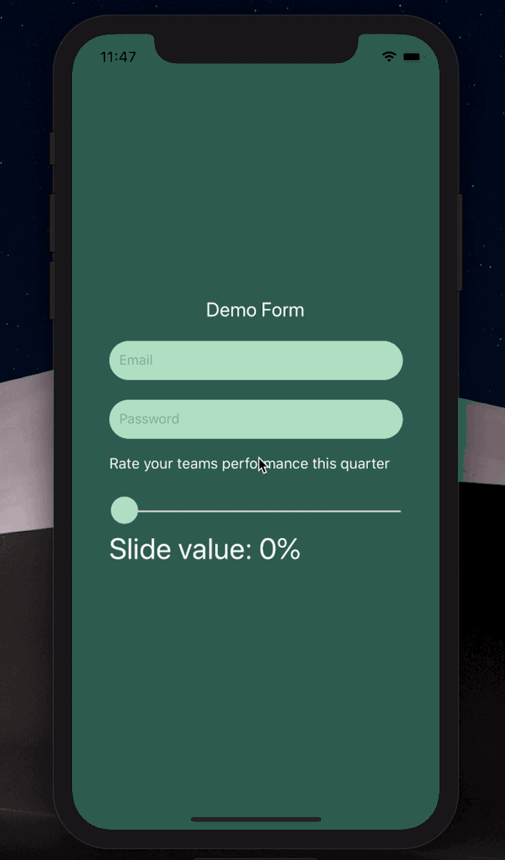 Example of a React Native Slider Form