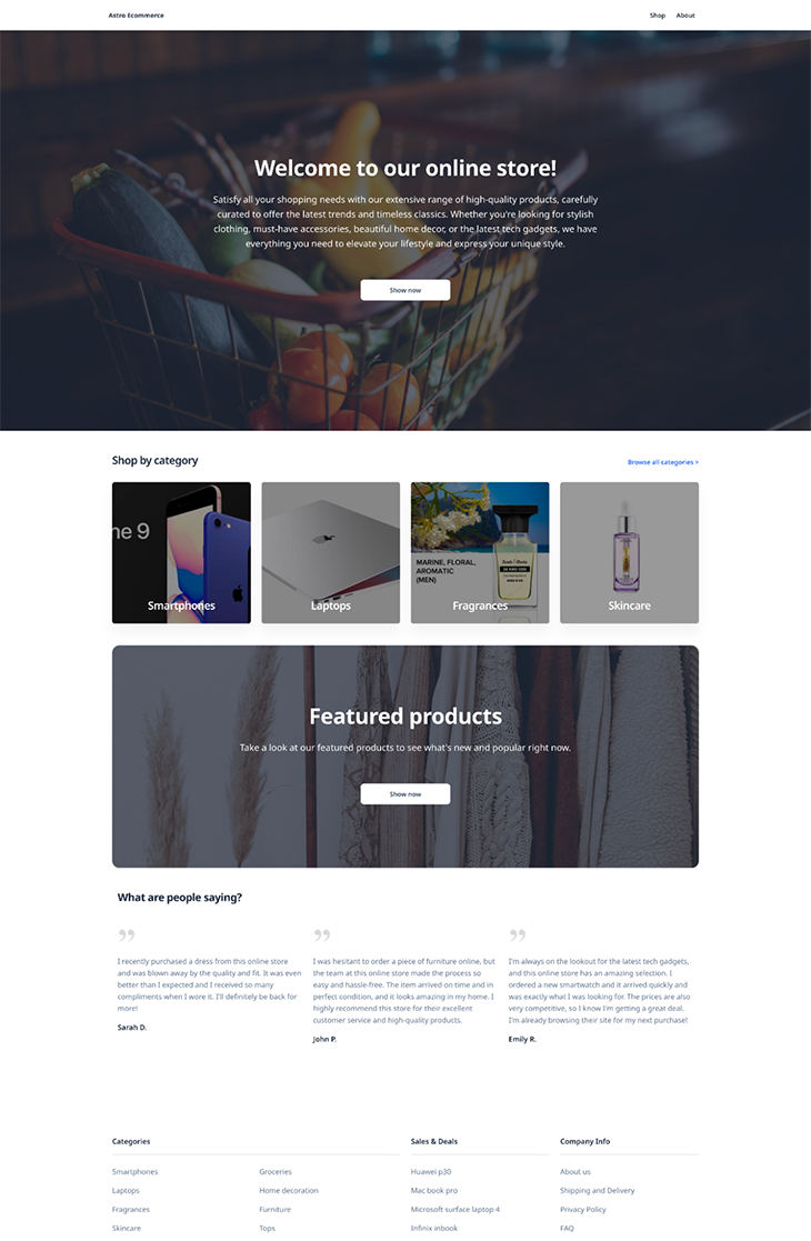 The Landing page