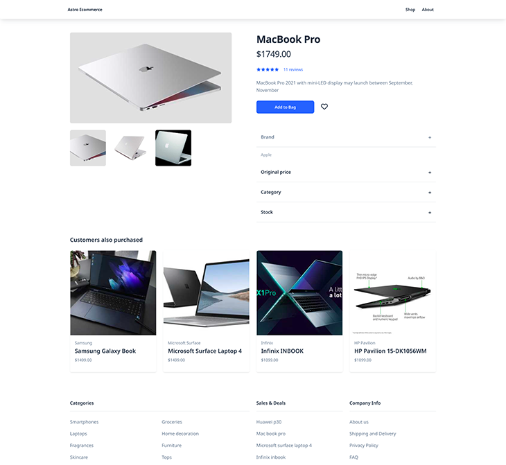 The Product page