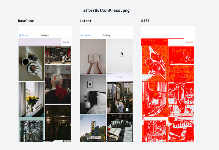 Example of the React Native Owl Baseline Images