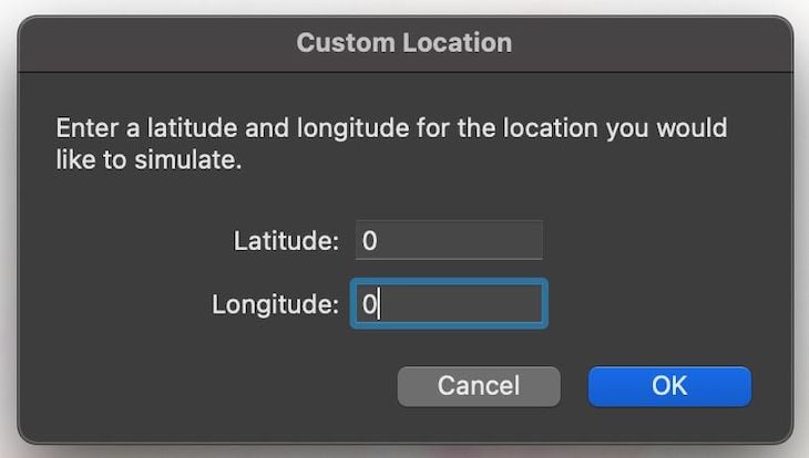 Simulate Custom Location React Native Mapbox