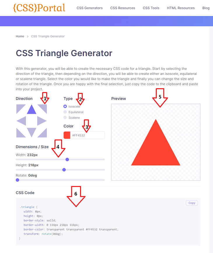 Generating Triangle CSS Portal