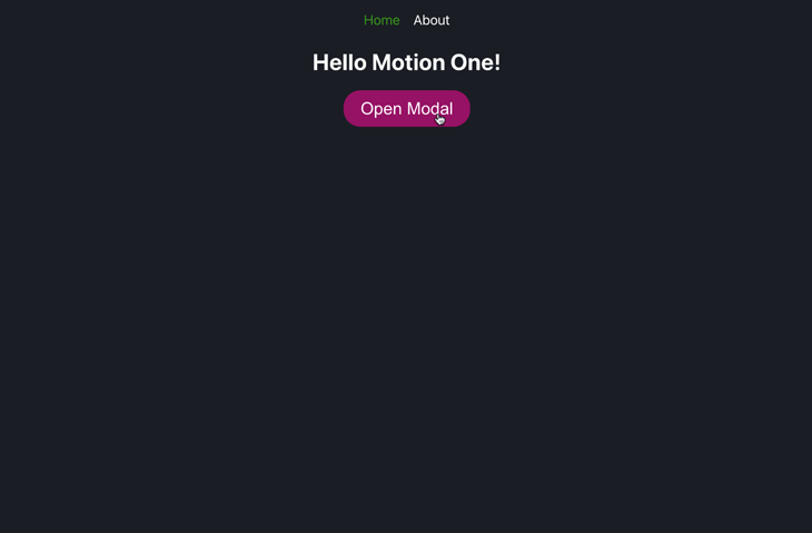 The modal is animated to move upwards from the bottom of the screen to the default position