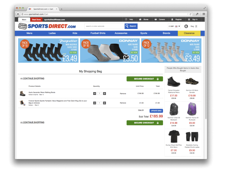 Sneaking Example on SportsDirect