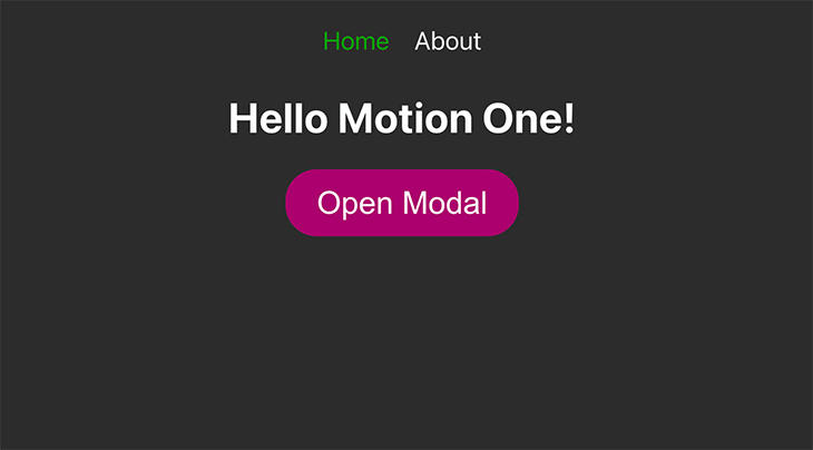 The initial view of our SolidJS + Motion app