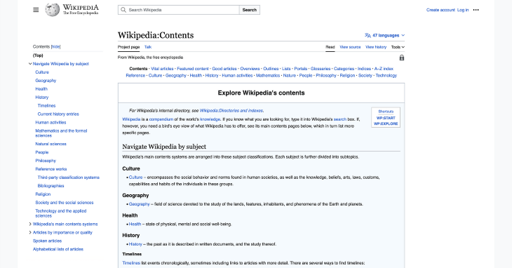 Wikipedia Contents