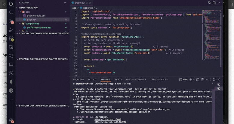 Configuration des composants du cache