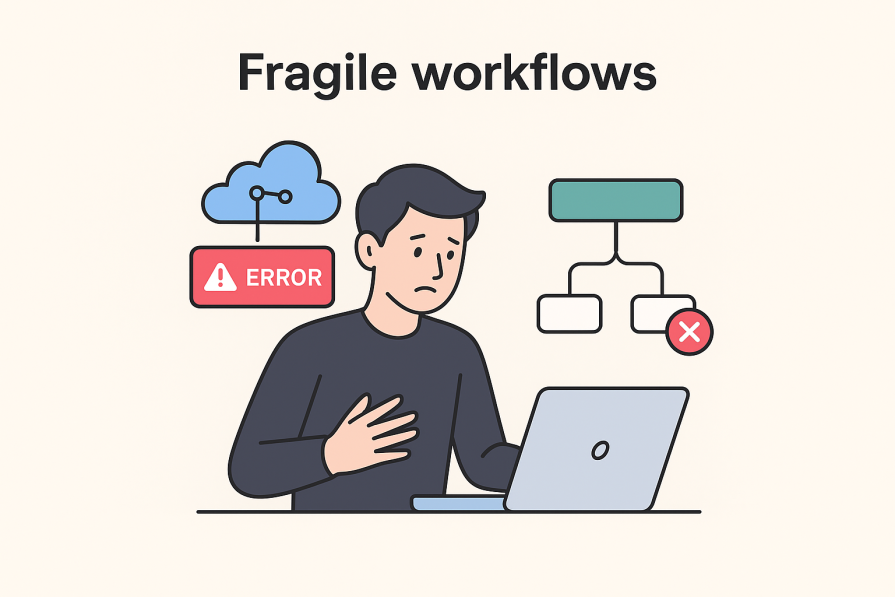 graphic showing fragile backend workflows