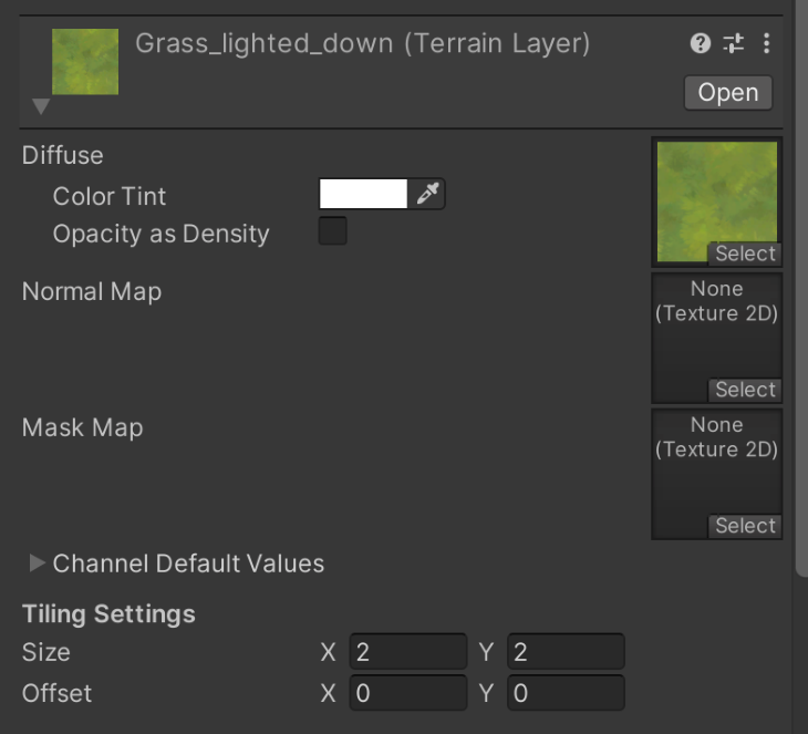 Detail mesh (grass) rendering with a darker color tone. The one on the  right is the actual prefab placed on the terrain, the left is the detail  mesh with these settings. Any