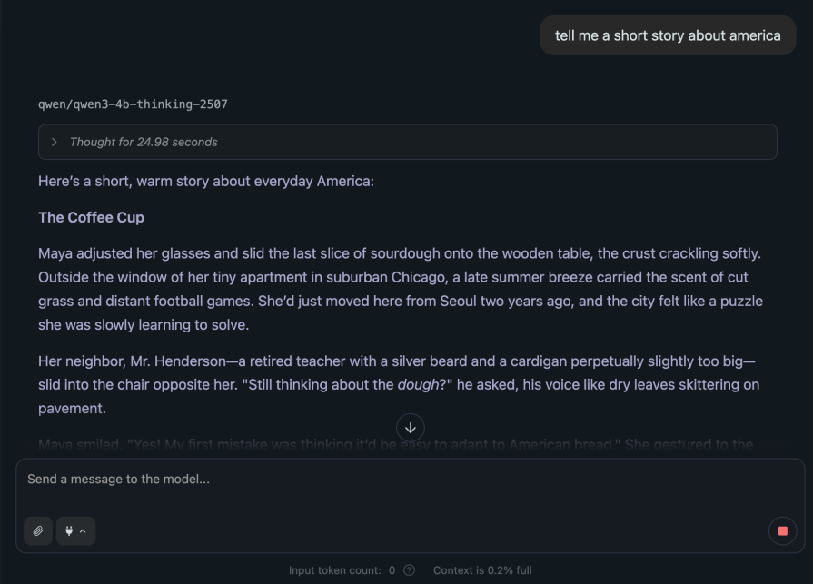 asking qwen for a story about america