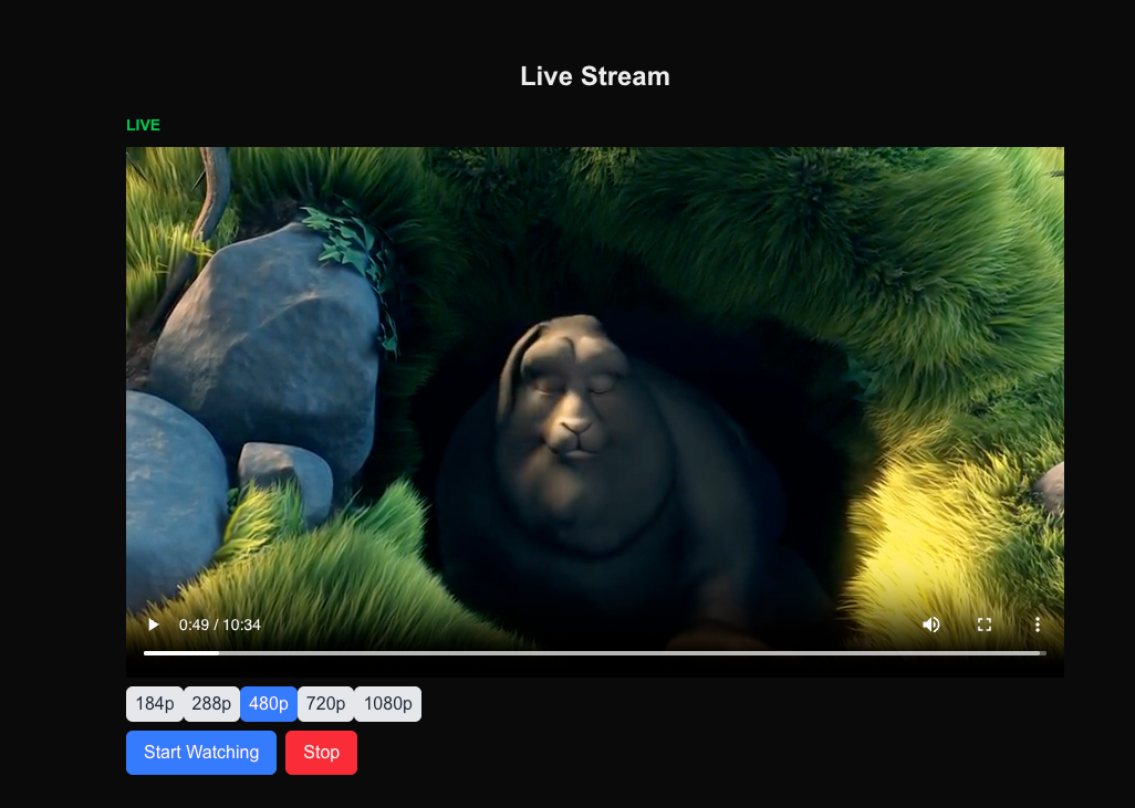 Livestream Screen Demo With Quality Buttons