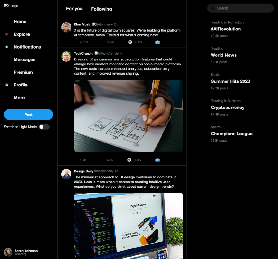 Qwen Recreates X Dark Mode