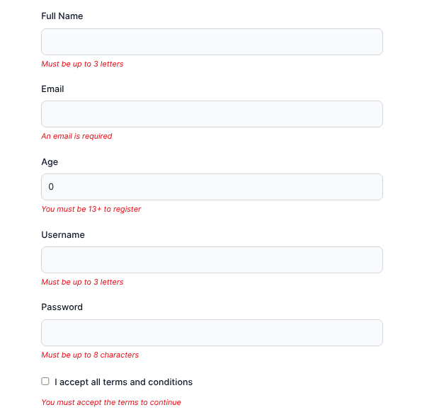 Complex Form With Custom Error Messages