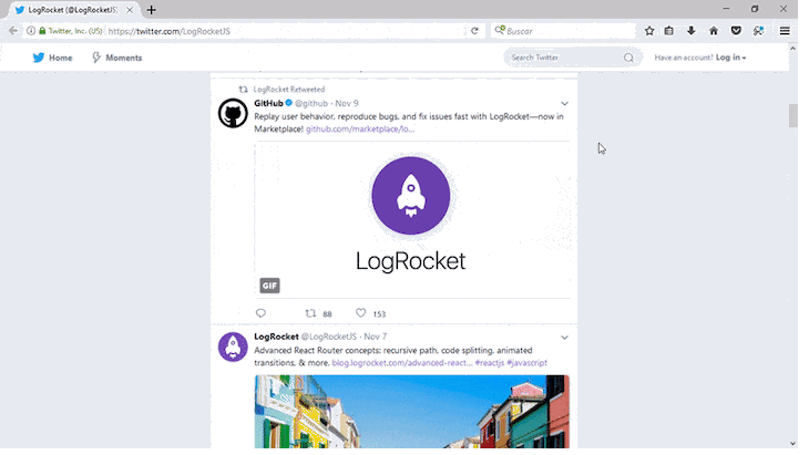 React Router DOM in the Twitter web app