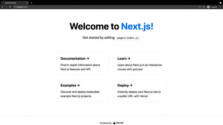 Welcome To Next.js Screen