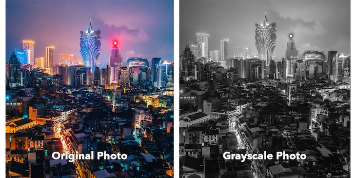 Comparing An Actual Image With Its Grayscale Image