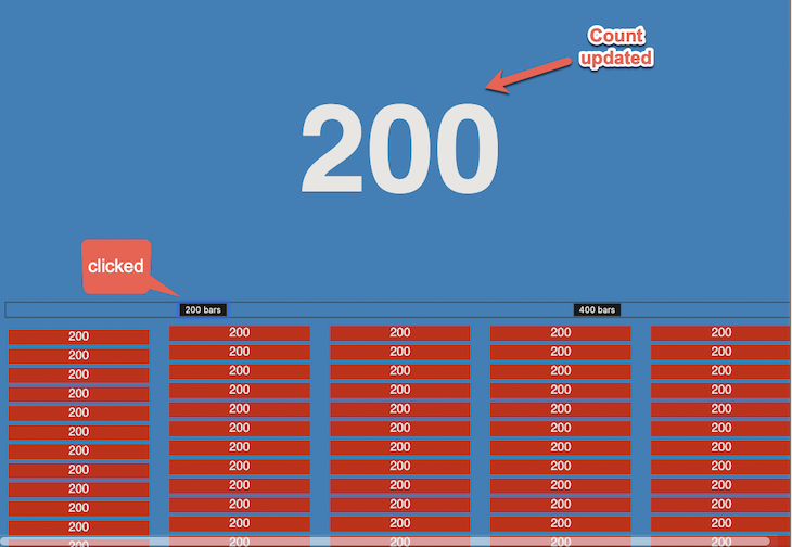 200 Bars Button Output Example