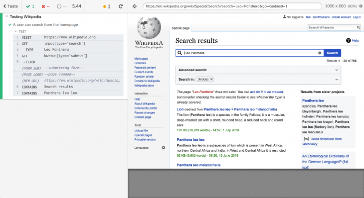 Cypress Integration Wikipedia Homepage Test