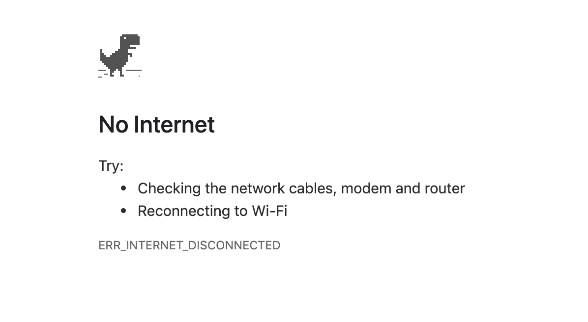 No internet error