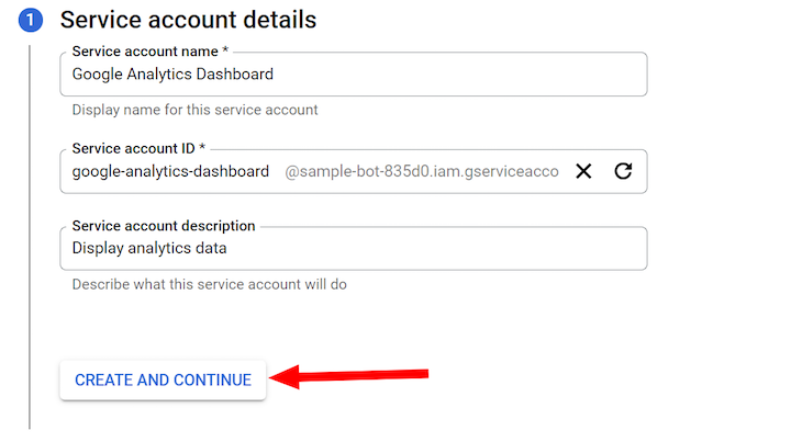 Service Account Details Google Analytics API