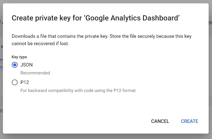 Private Key Google Analytics Dashboard