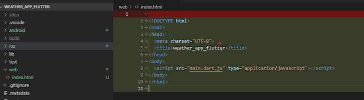 Index.html File In Our Code Editor