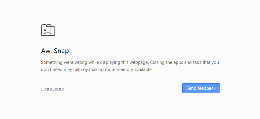 "Aw, Snap!" Error Page In Chrome