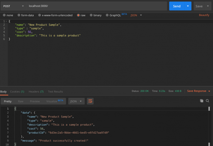 Creating A New Product With POSTMAN
