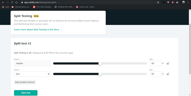Split Testing Menu in Netlify