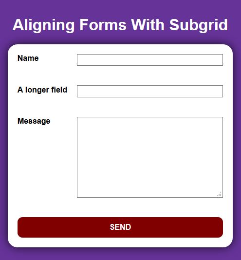 Aligning Form Elements Example