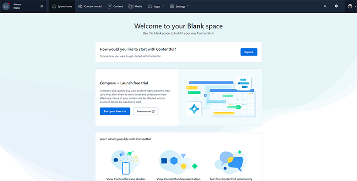 The blank space for the blog created by Contentful