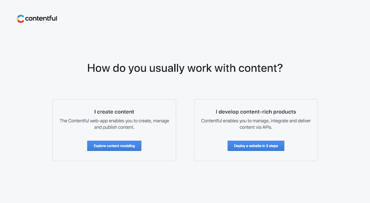 Contentful Get Started Page