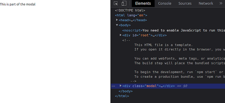 React Portal Modal DOM Example