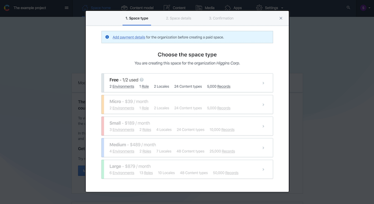 Space Type Modal