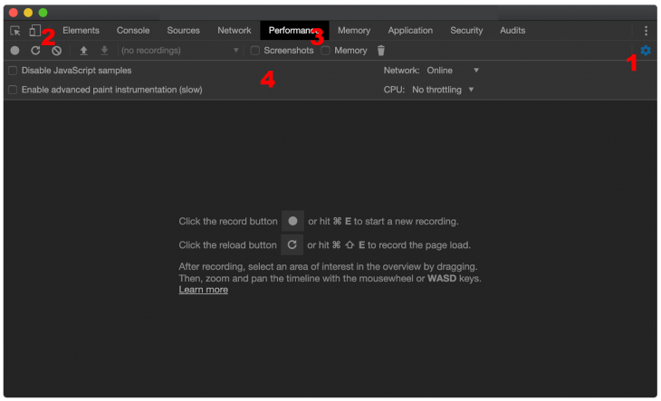 A screenshot of the Chrome Devtools performance tab.