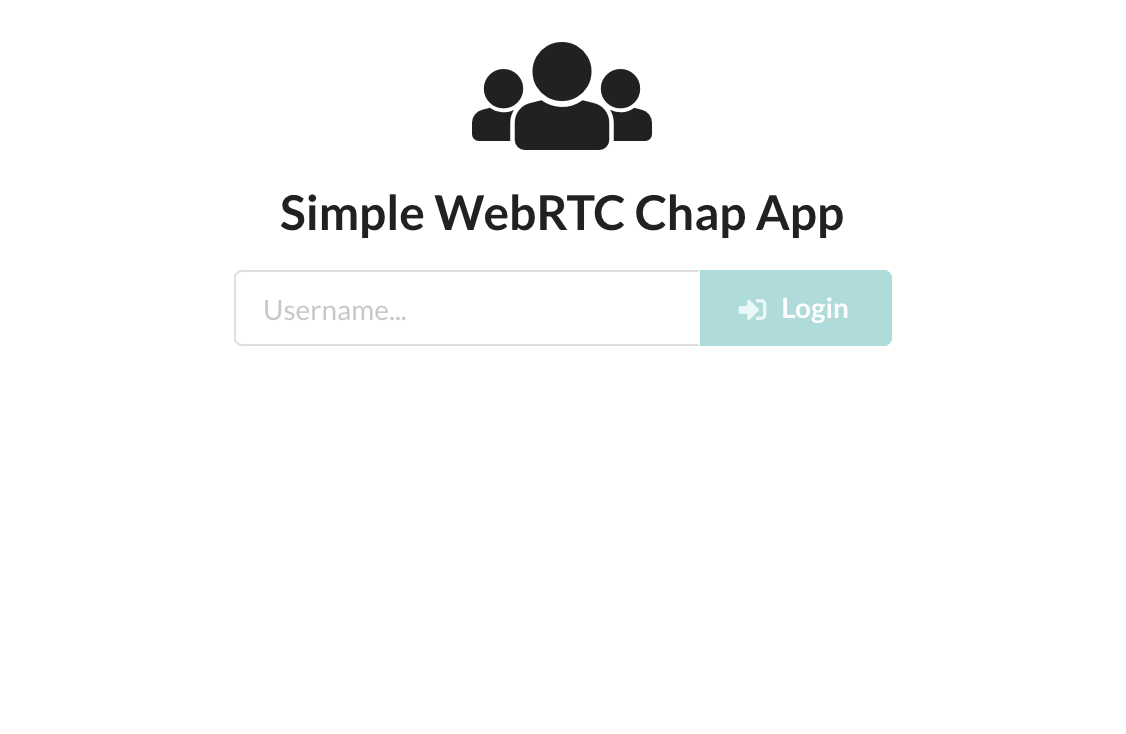 the login input screen for our simple WebRTC chat app