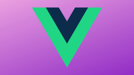 An image of the Vue logo against a purple background.