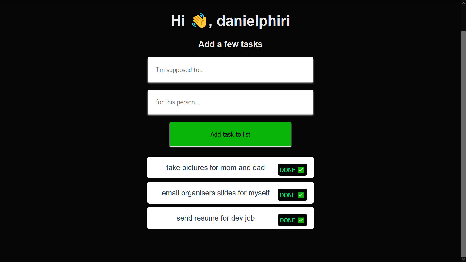 An image of a page allowing developers to add tasks to their to-do list app in Vue.