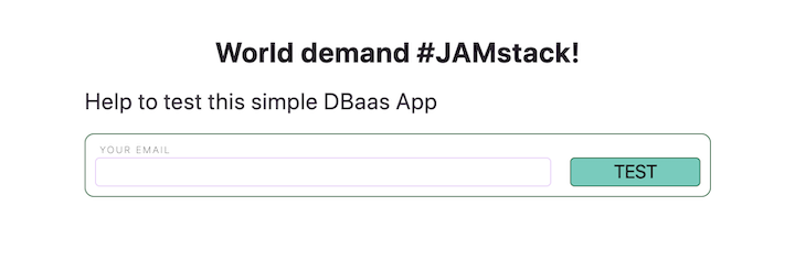 Email Form to Test DBaaS App