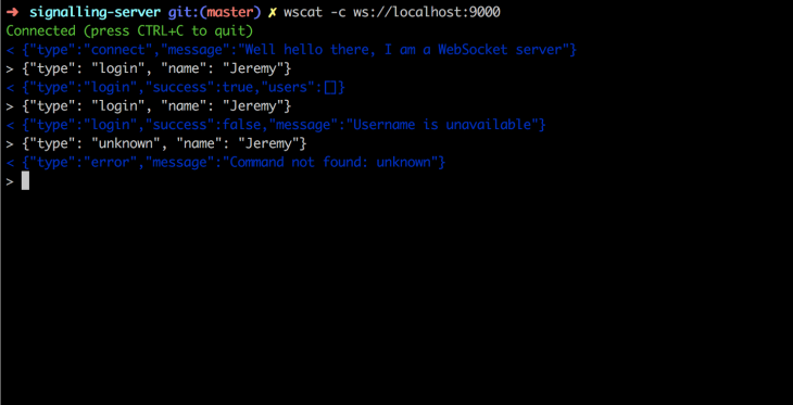 A login message initiated after attempting to log in a new user.