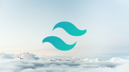 An image of the Tailwind CSS logo over a backdrop of the sky.