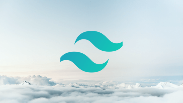 An image of the Tailwind CSS logo over a backdrop of the sky.