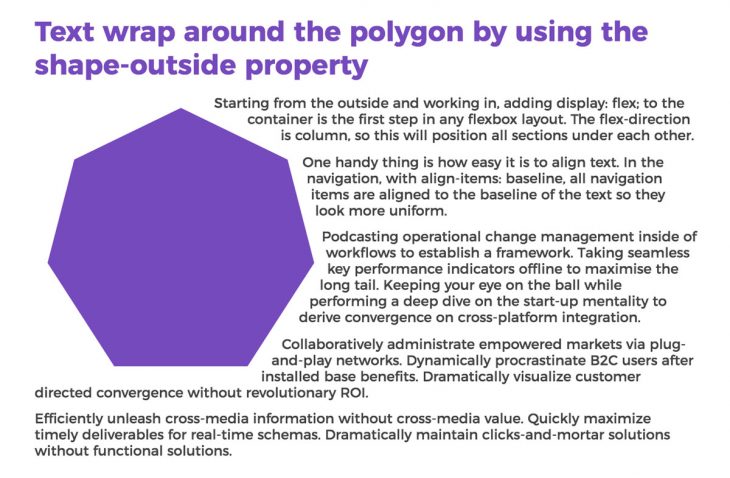 text wrap around a polygon