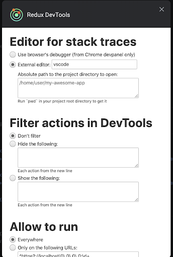 tracing actions in the editors