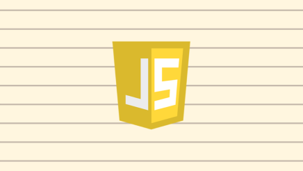 The JavaScript logo against a lined background.