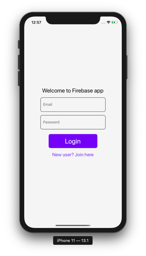 firebase app login screen
