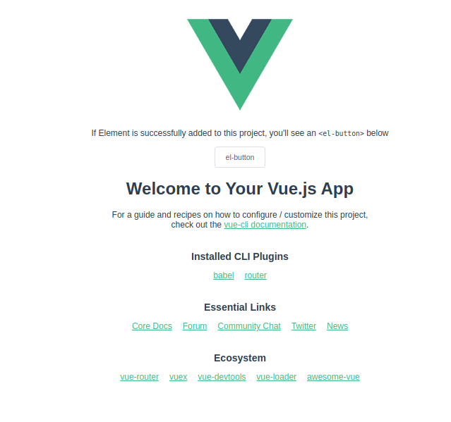 Vue Plus Element UI Default Page