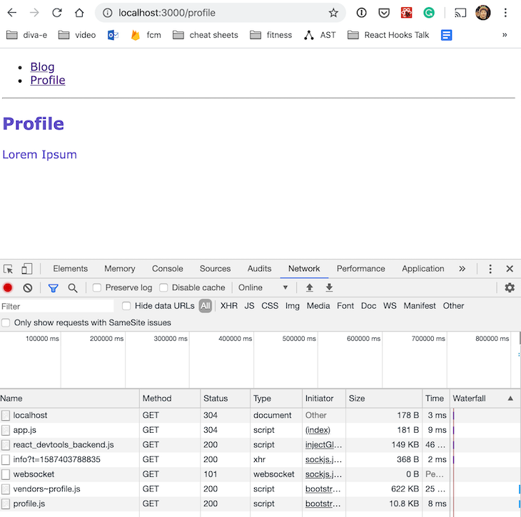 Examining The Development Build For The Profile Route In DevTools