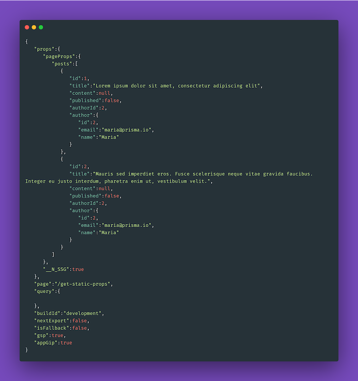 Our Generated JSON